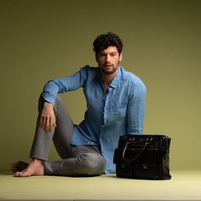 Camicia uomo tina unita realizzata in puro lino tinto capo